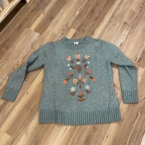Denim&Co.  sweater with floral embroidery women’s medium